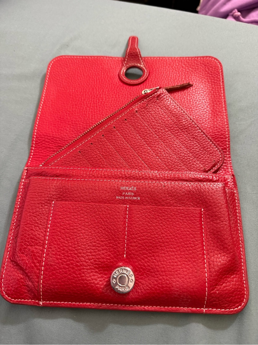 Hermes Dogon Duo Red Leather Wallet Set with Coin Pouch - Picture 6 of 8